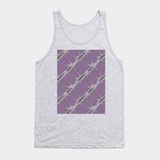 Dark gray oblique stripes on a lilac background, abstraction Tank Top